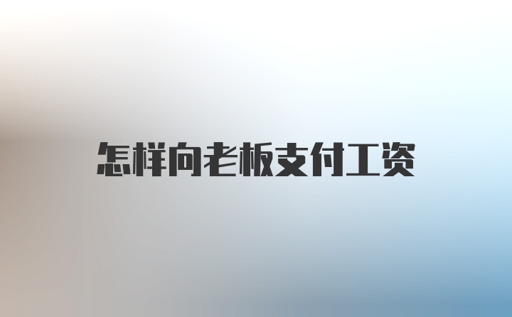 怎样向老板支付工资