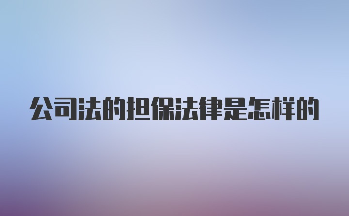 公司法的担保法律是怎样的