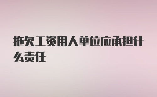 拖欠工资用人单位应承担什么责任