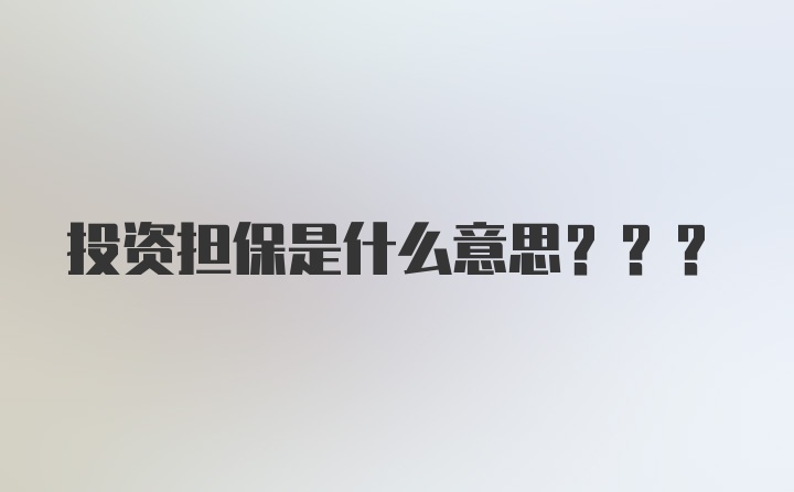 投资担保是什么意思???