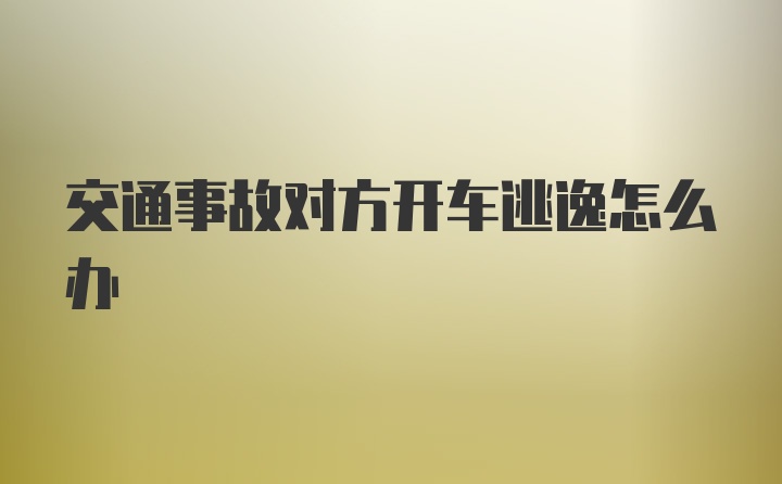 交通事故对方开车逃逸怎么办