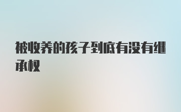 被收养的孩子到底有没有继承权