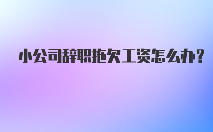 小公司辞职拖欠工资怎么办？