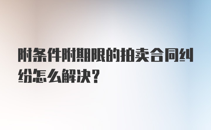 附条件附期限的拍卖合同纠纷怎么解决?