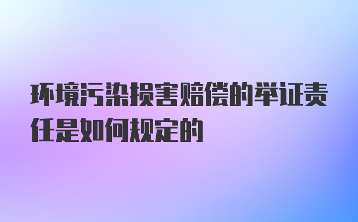 环境污染损害赔偿的举证责任是如何规定的