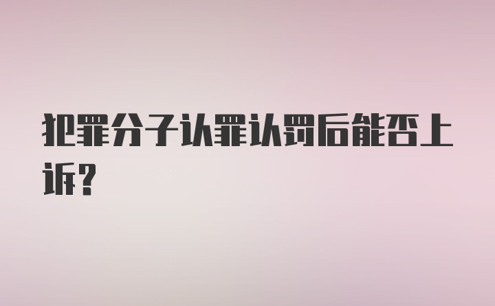 犯罪分子认罪认罚后能否上诉?