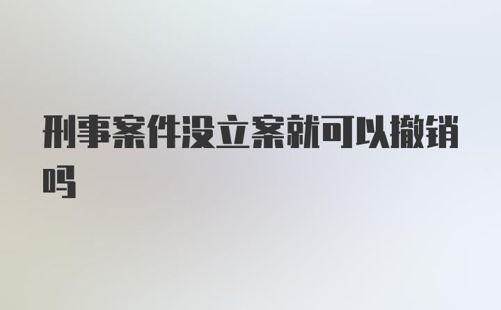 刑事案件没立案就可以撤销吗