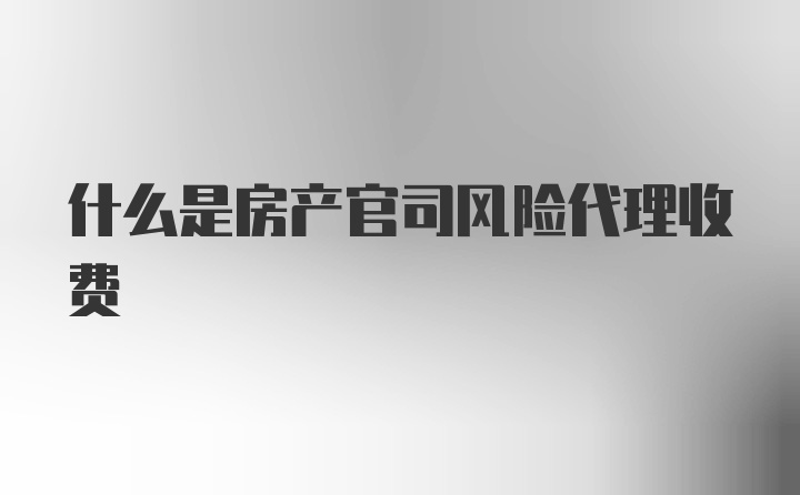 什么是房产官司风险代理收费