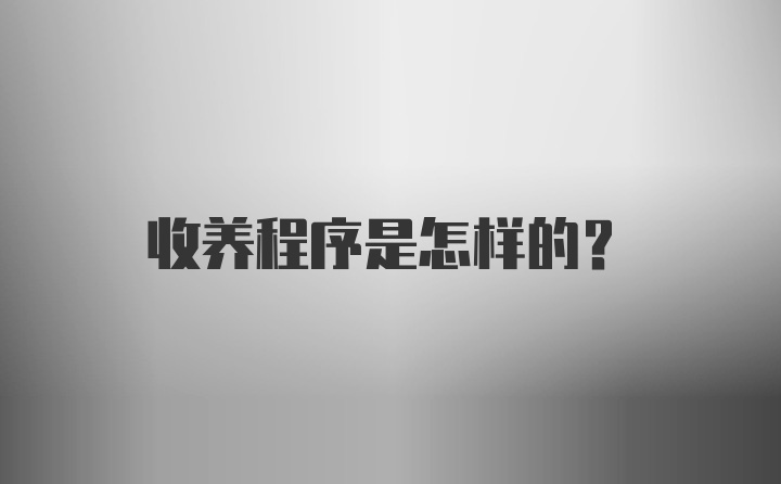 收养程序是怎样的？