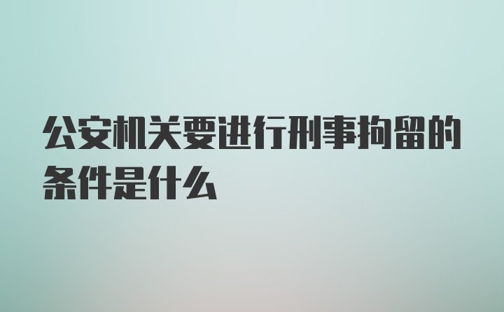 公安机关要进行刑事拘留的条件是什么