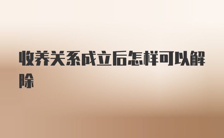 收养关系成立后怎样可以解除