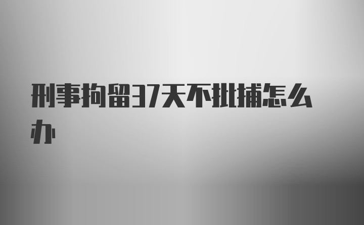 刑事拘留37天不批捕怎么办