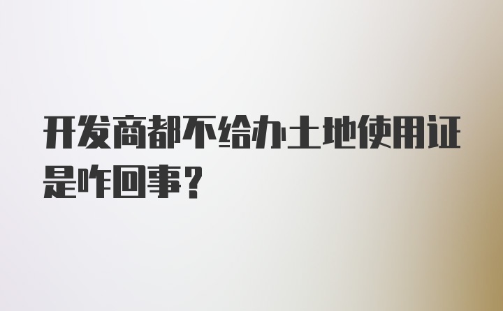 开发商都不给办土地使用证是咋回事？