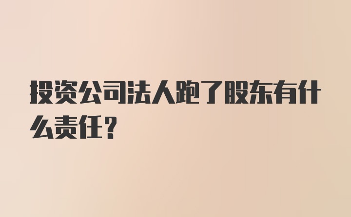 投资公司法人跑了股东有什么责任？