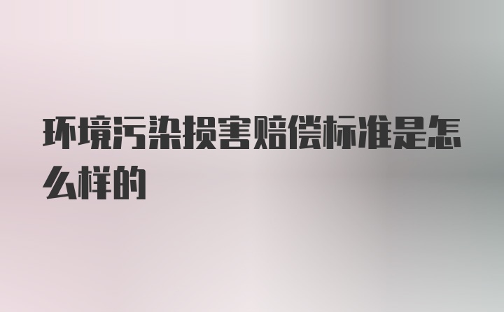 环境污染损害赔偿标准是怎么样的