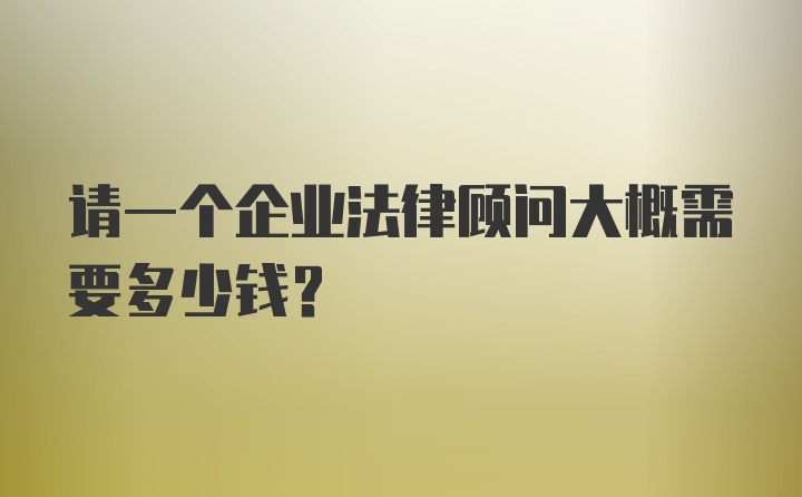 请一个企业法律顾问大概需要多少钱？