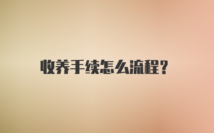 收养手续怎么流程？