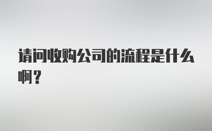 请问收购公司的流程是什么啊？