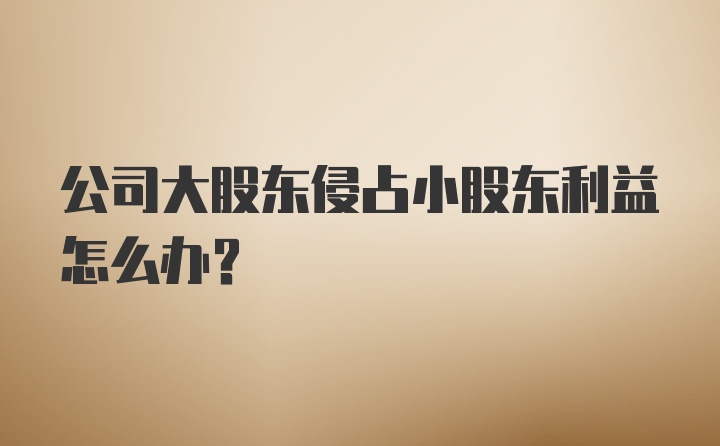 公司大股东侵占小股东利益怎么办？