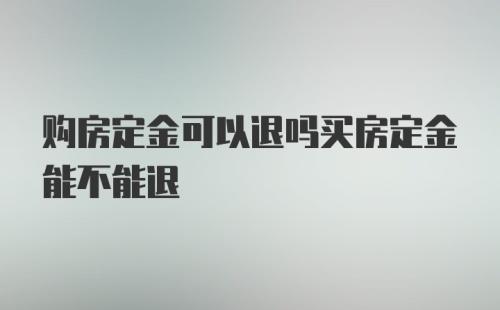 购房定金可以退吗买房定金能不能退