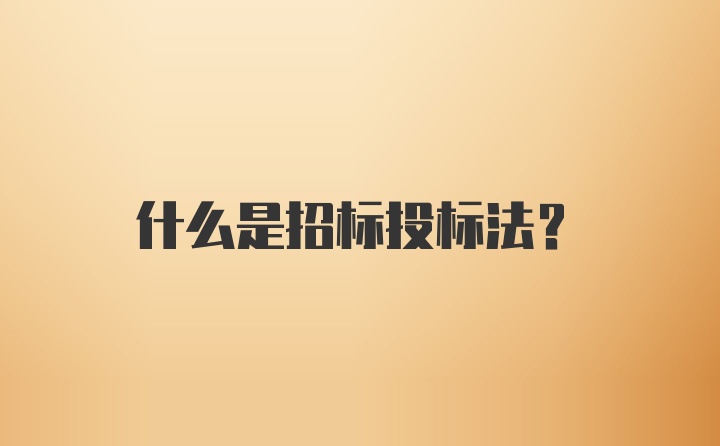 什么是招标投标法？