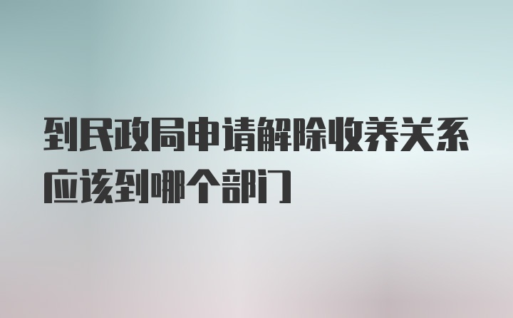 到民政局申请解除收养关系应该到哪个部门