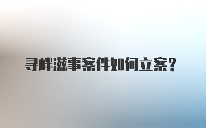 寻衅滋事案件如何立案？