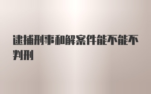 逮捕刑事和解案件能不能不判刑