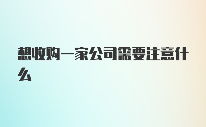 想收购一家公司需要注意什么