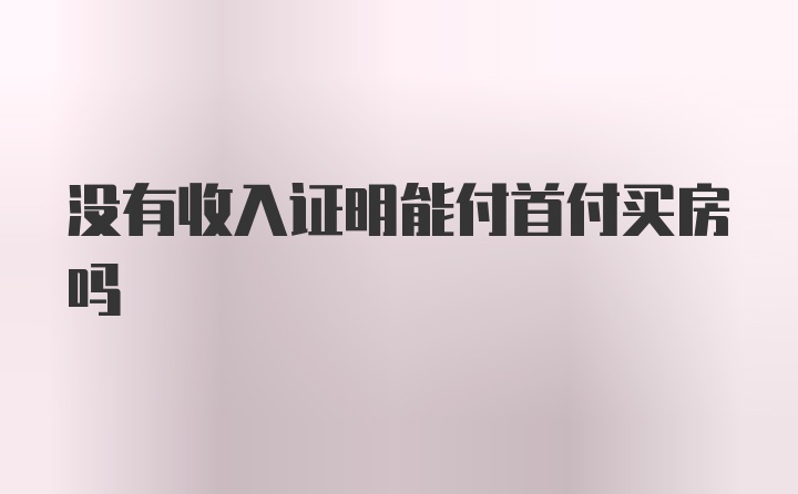 没有收入证明能付首付买房吗