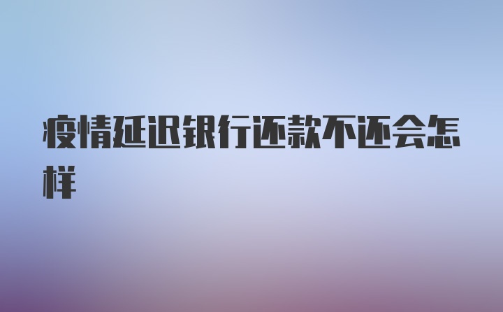 疫情延迟银行还款不还会怎样