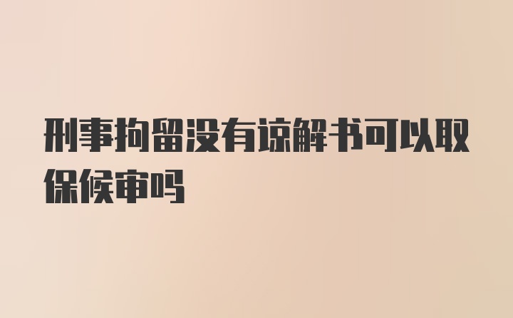 刑事拘留没有谅解书可以取保候审吗