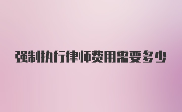 强制执行律师费用需要多少