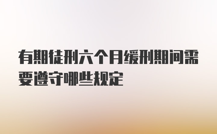 有期徒刑六个月缓刑期间需要遵守哪些规定