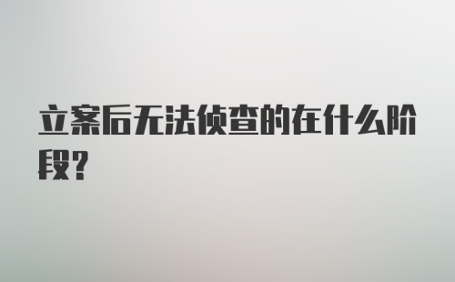 立案后无法侦查的在什么阶段？