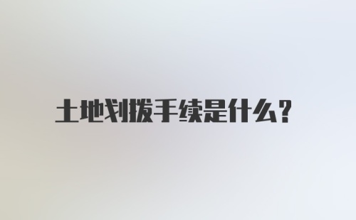 土地划拨手续是什么？