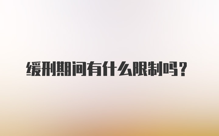 缓刑期间有什么限制吗？