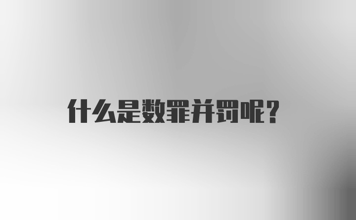 什么是数罪并罚呢?