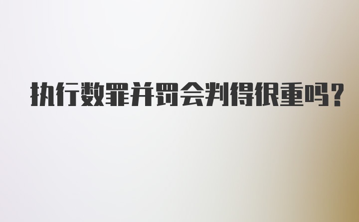 执行数罪并罚会判得很重吗？