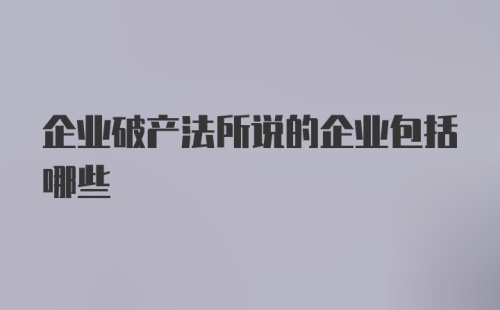 企业破产法所说的企业包括哪些