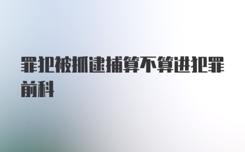 罪犯被抓逮捕算不算进犯罪前科