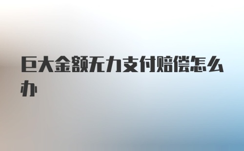 巨大金额无力支付赔偿怎么办