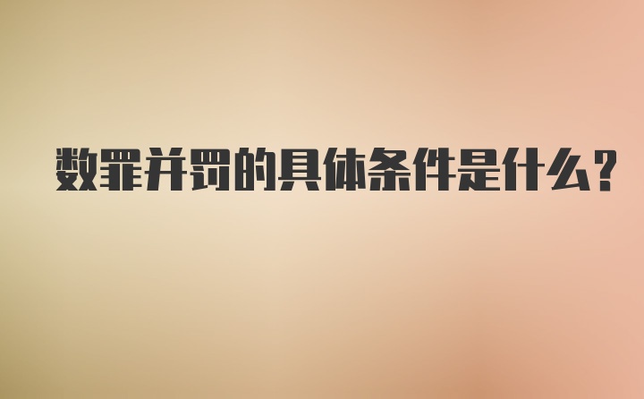 数罪并罚的具体条件是什么？