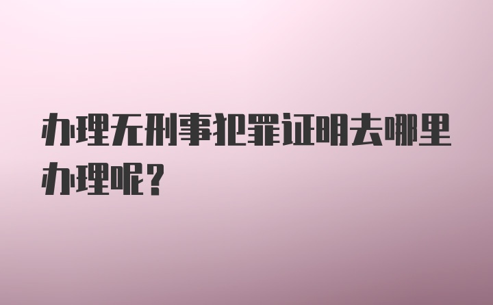 办理无刑事犯罪证明去哪里办理呢？