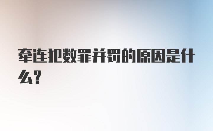 牵连犯数罪并罚的原因是什么？