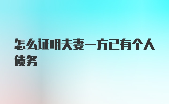 怎么证明夫妻一方已有个人债务