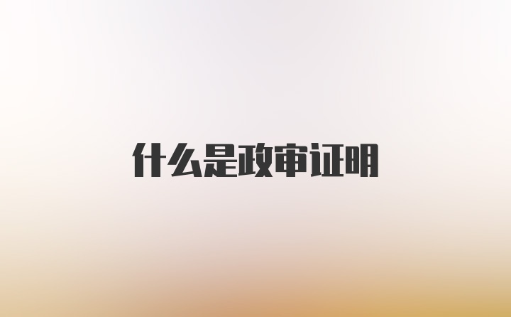 什么是政审证明