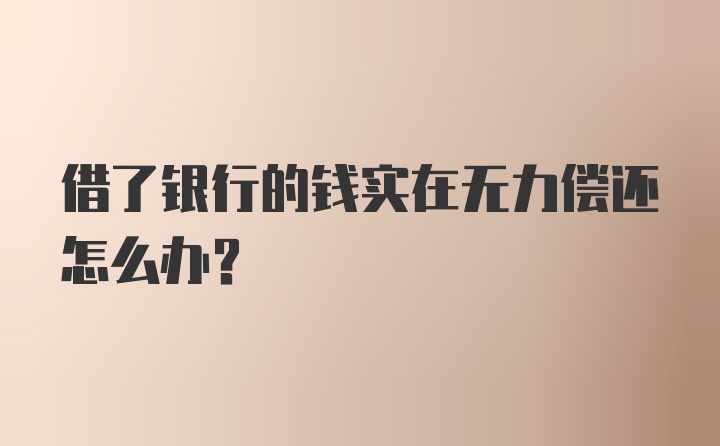 借了银行的钱实在无力偿还怎么办?