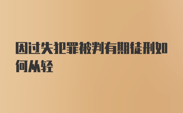 因过失犯罪被判有期徒刑如何从轻