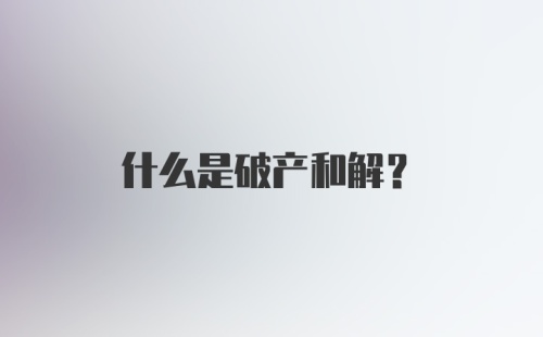 什么是破产和解？